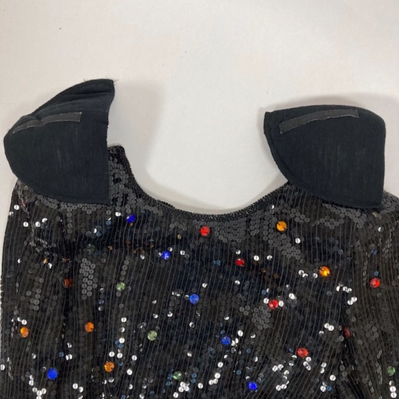 VTG Scarlet Rage Black Sequin Silk Dress S Multi-Color Jewels Lined Formal Dress - Picture 10 of 16